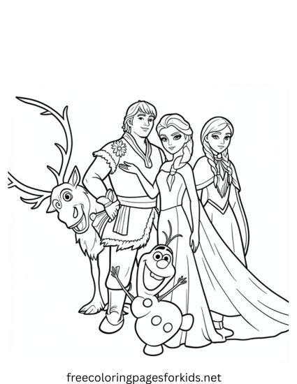 Frozen Friends Together Coloring Page