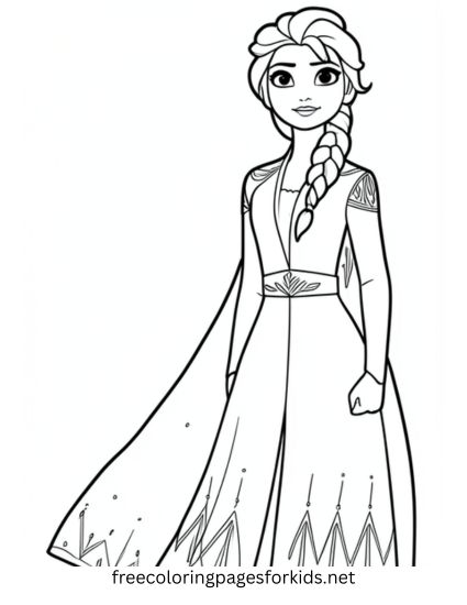 Elsa in Her Travel Dress Coloring Page