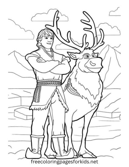 Kristoff and Sven Coloring Page